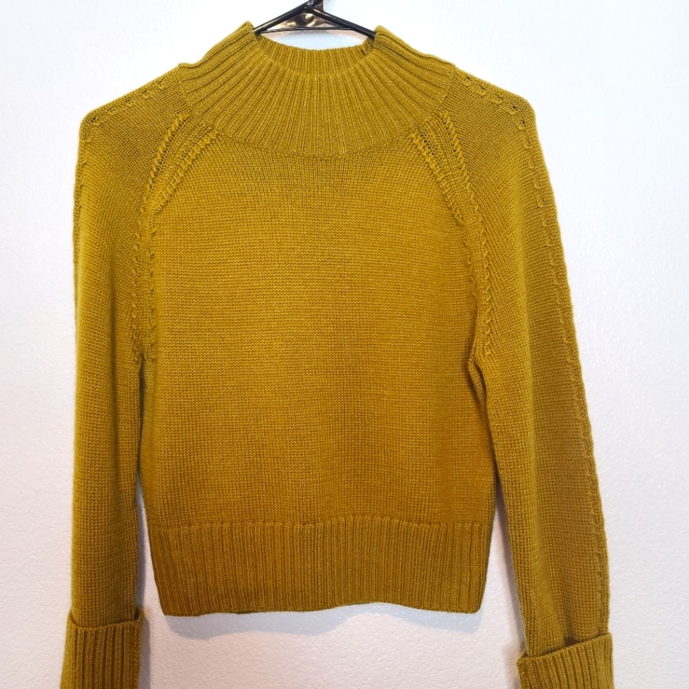 Land Of Distraction Women’s Wool Alpaca Cropped Mock Neck Sweater – Mustard Yell - Picture 3 of 10